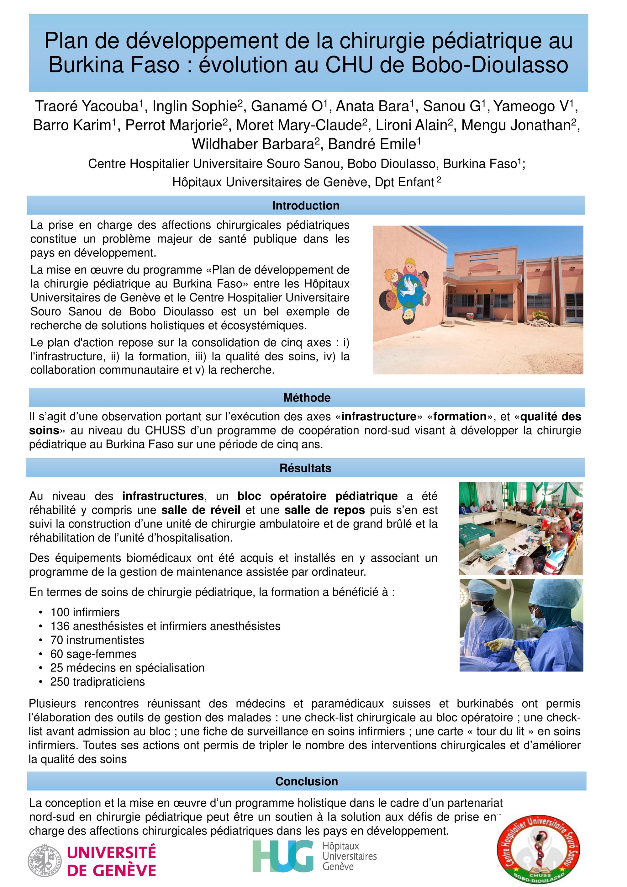 Plan de développement de la chirurgie pédiatrique au Burkina Faso : évolution au CHU de Bobo-Dioulasso