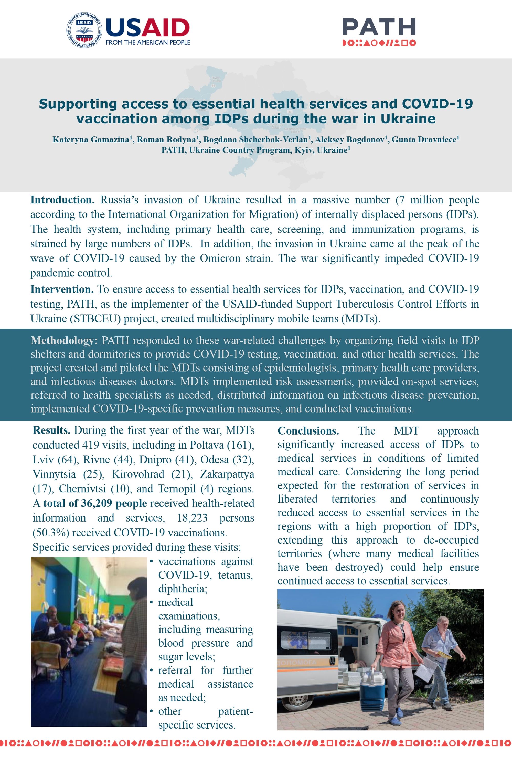 Supporting access to essential health services and COVID-19 vaccination among internally displaced persons in Ukraine during the war