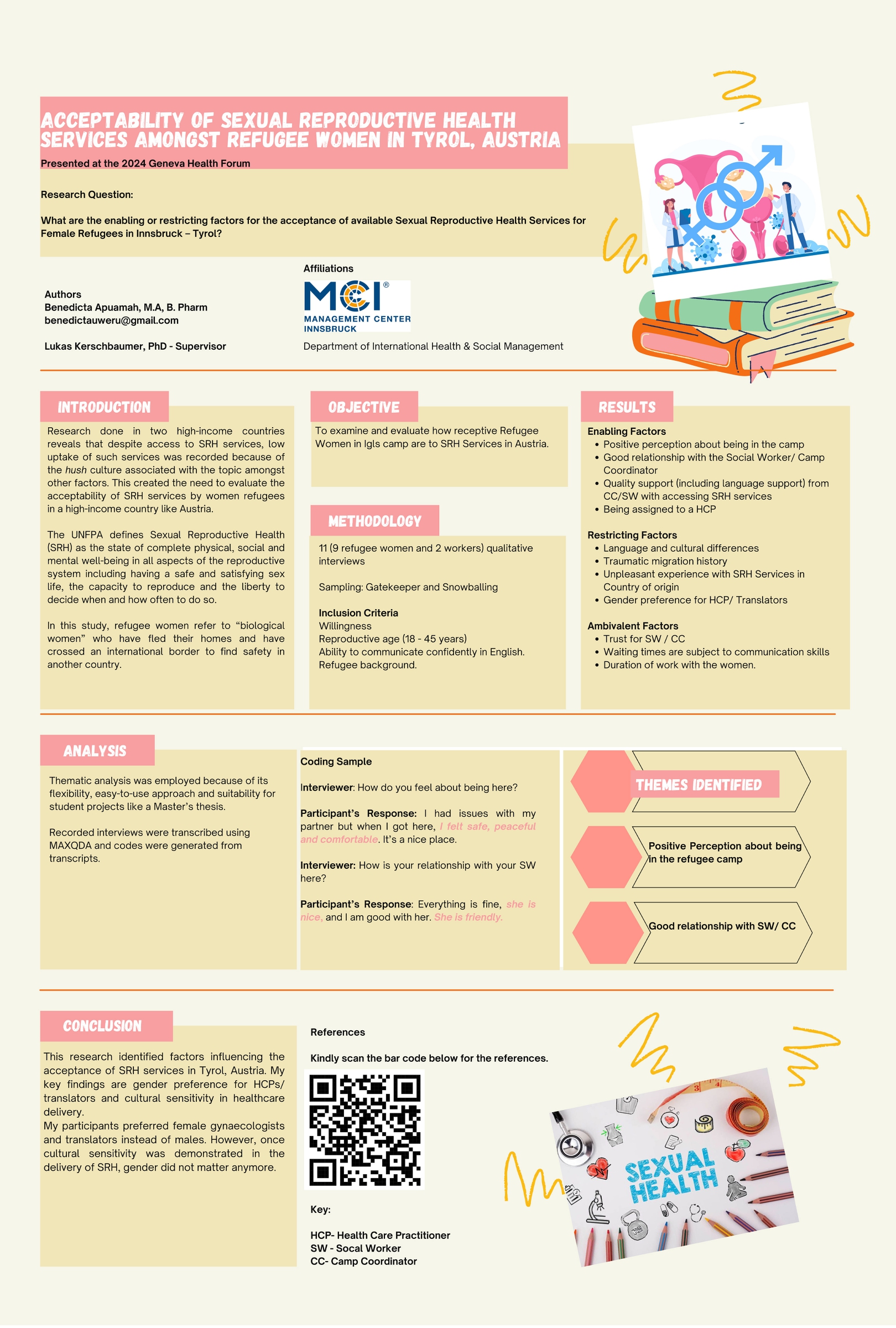 Acceptability of Sexual Reproductive Health Services amongst Refugee Women in Tyrol, Austria